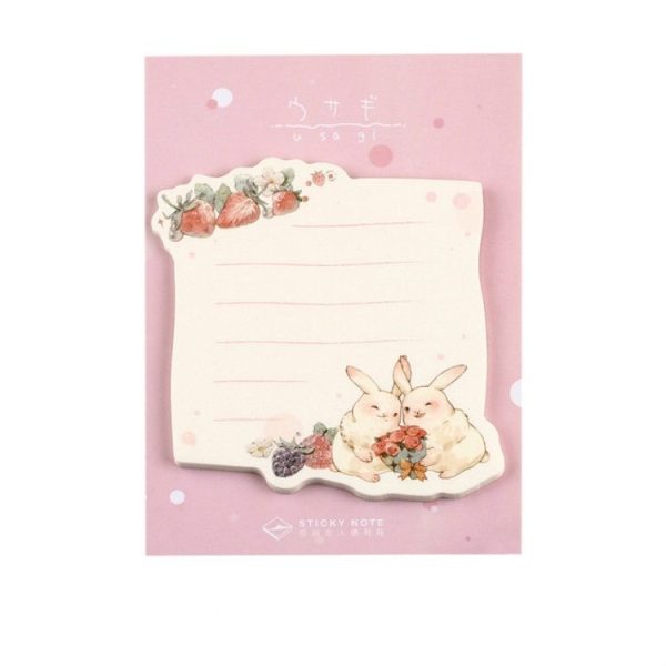 2 PCS Cute Cartoon Animal Note Notepad Diary Self-adhesive Glue Memo Post-it (Love Rabbit) - Image 2