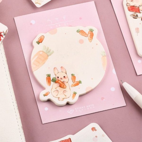2 PCS Cute Cartoon Animal Note Notepad Diary Self-adhesive Glue Memo Post-it (Love Rabbit) - Image 5