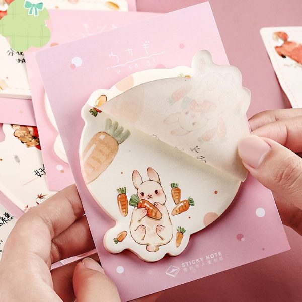 2 PCS Cute Cartoon Animal Note Notepad Diary Self-adhesive Glue Memo Post-it (Love Rabbit) - Image 6