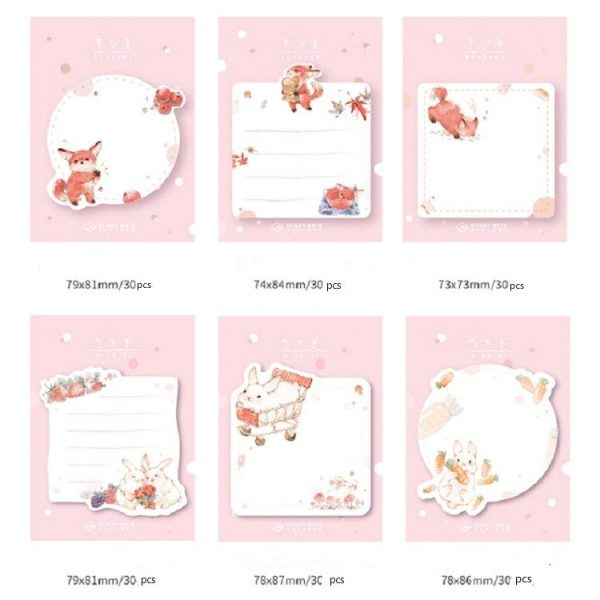 2 PCS Cute Cartoon Animal Note Notepad Diary Self-adhesive Glue Memo Post-it (Love Rabbit) - Image 7