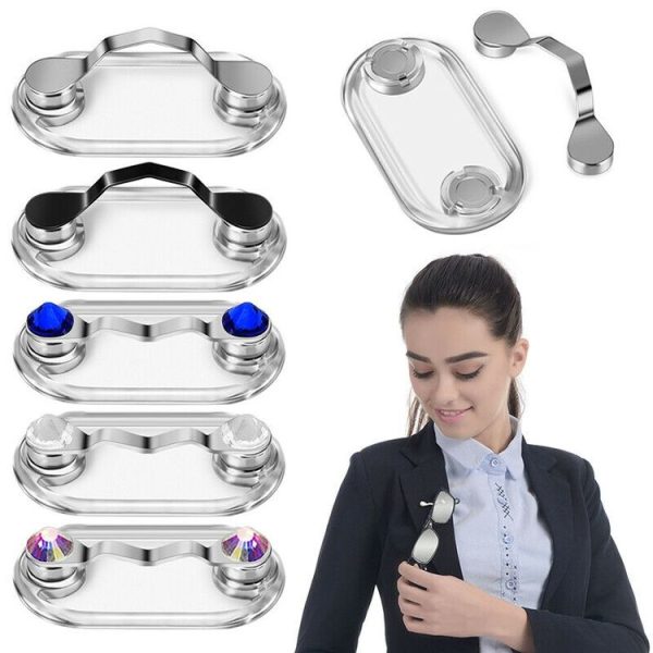 Magnetic Glasses Holder Magnetic Brooch Number Plate Headset Glasses Clip (Colored Diamond) - Image 4