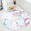 Cute Hand-painted Animal Carpet Round Mat Chair Cushion Baby Crawling Floor Mat Pad, Size: Diameter 60cm (Pink Fox)