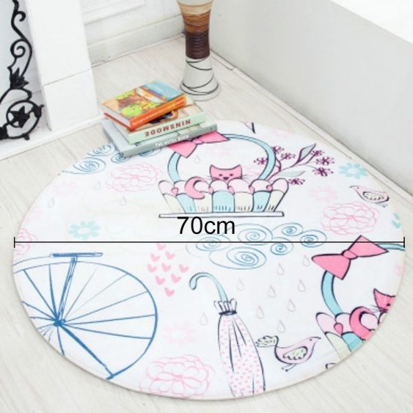 Cute Hand-painted Animal Carpet Round Mat Chair Cushion Baby Crawling Floor Mat Pad, Size: Diameter 70cm (Pink Fox) - Image 2