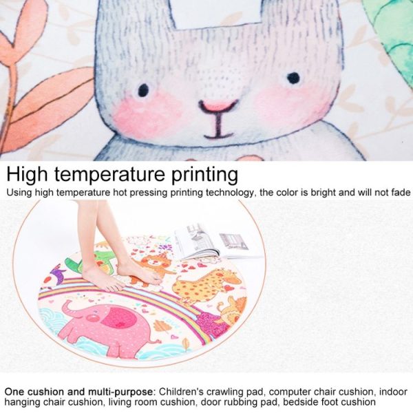 Cute Hand-painted Animal Carpet Round Mat Chair Cushion Baby Crawling Floor Mat Pad, Size: Diameter 70cm (Pink Fox) - Image 4