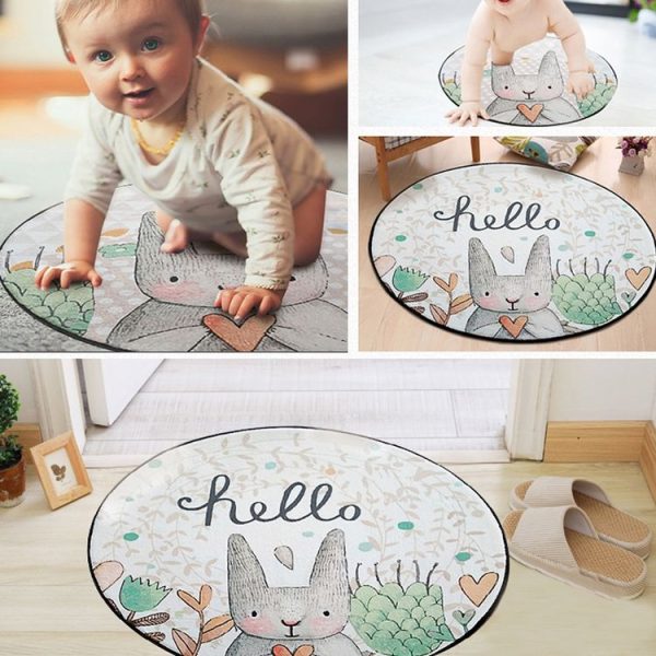 Cute Hand-painted Animal Carpet Round Mat Chair Cushion Baby Crawling Floor Mat Pad, Size: Diameter 70cm (Pink Fox) - Image 6