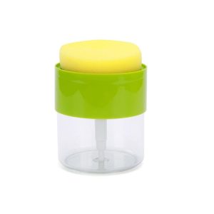 Kitchen Detergent Press Bottle Wipe Combination Dish Brush Soap Liquid Box (Green)