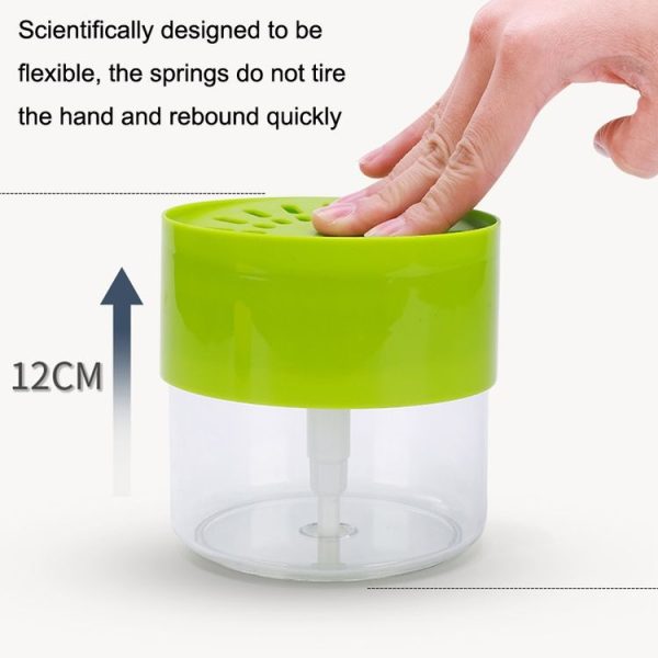 Kitchen Detergent Press Bottle Wipe Combination Dish Brush Soap Liquid Box (Green) - Image 4
