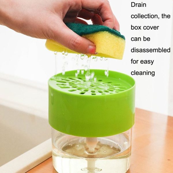 Kitchen Detergent Press Bottle Wipe Combination Dish Brush Soap Liquid Box (Green) - Image 5