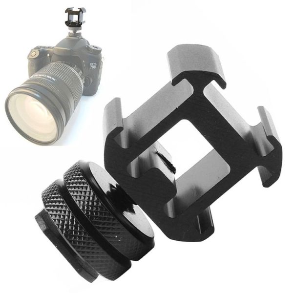2PCS Universal Camera Rotary PTZ Three-Head Hot Shoe Base - Image 3