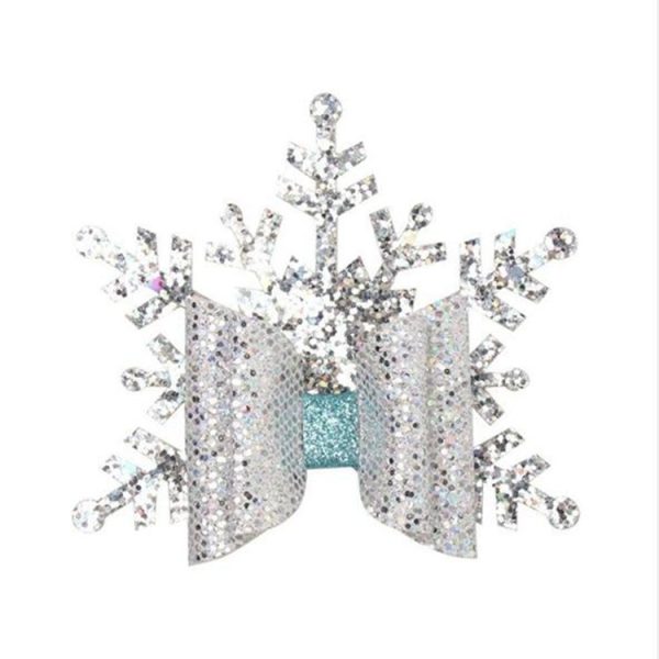 6 PCS Christmas Snowflake Girl Bow Hairpin Baby Headwear Hair Accessories (Silver) - Image 2