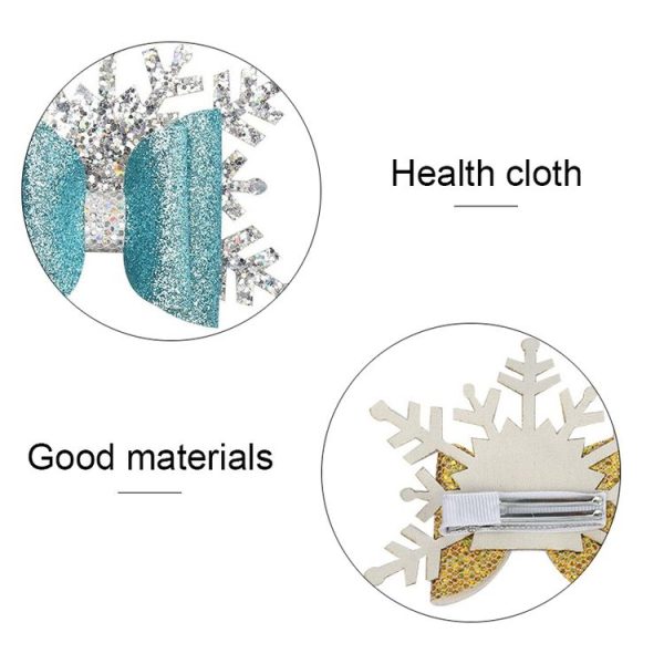 6 PCS Christmas Snowflake Girl Bow Hairpin Baby Headwear Hair Accessories (Silver) - Image 3