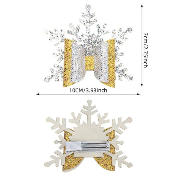 6 PCS Christmas Snowflake Girl Bow Hairpin Baby Headwear Hair Accessories (Silver) - Image 4