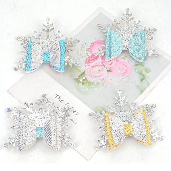 6 PCS Christmas Snowflake Girl Bow Hairpin Baby Headwear Hair Accessories (Silver) - Image 5