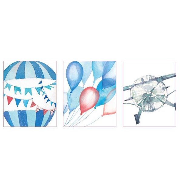Baby Room Hand-Painted Watercolor Airplane Hot Air Balloon Children Room Living Room Porch Corner Home Decoration Sticker - Image 3