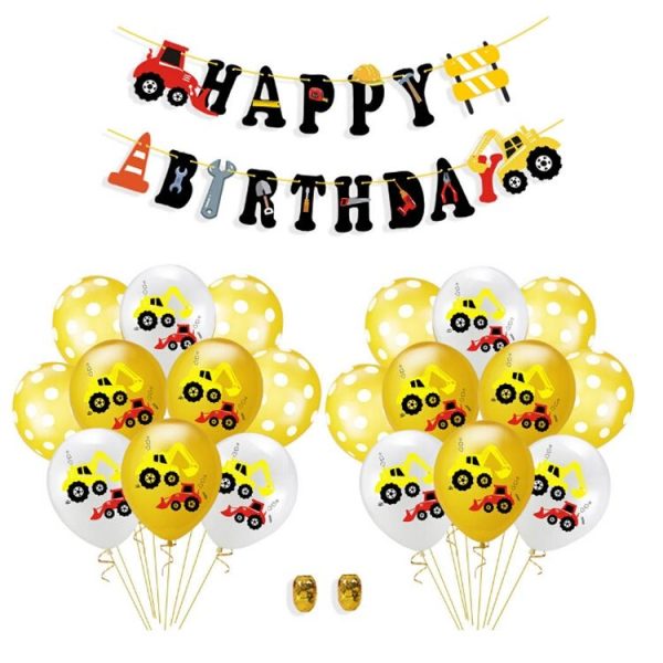 Construction Tractor Inflatable Air Balloons Birthday Excavator Vehicle Banners Baby Shower Kids Boys Birthday Party Supplies, Suit: Suit Five