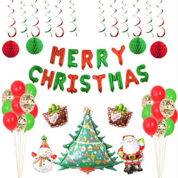 5 PCS Christmas Mini Cartoon Decoration Snowman Old Man Bell Christmas Tree Aluminum Film Aluminum Foil Balloon, Specificate: Gift Box - Image 3