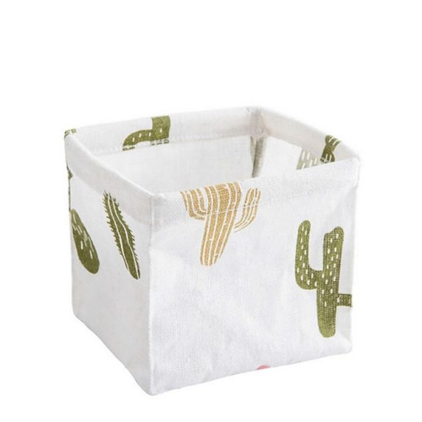 2 PCS Storage Bin Closet Toy Box Fabric Basket Desk Container Makeup Organizer Case (Cactus) - Image 2