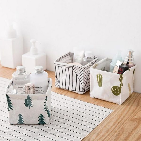2 PCS Storage Bin Closet Toy Box Fabric Basket Desk Container Makeup Organizer Case (Cactus) - Image 3