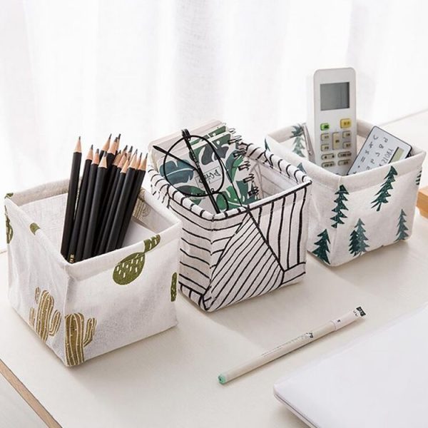 2 PCS Storage Bin Closet Toy Box Fabric Basket Desk Container Makeup Organizer Case (Cactus) - Image 4
