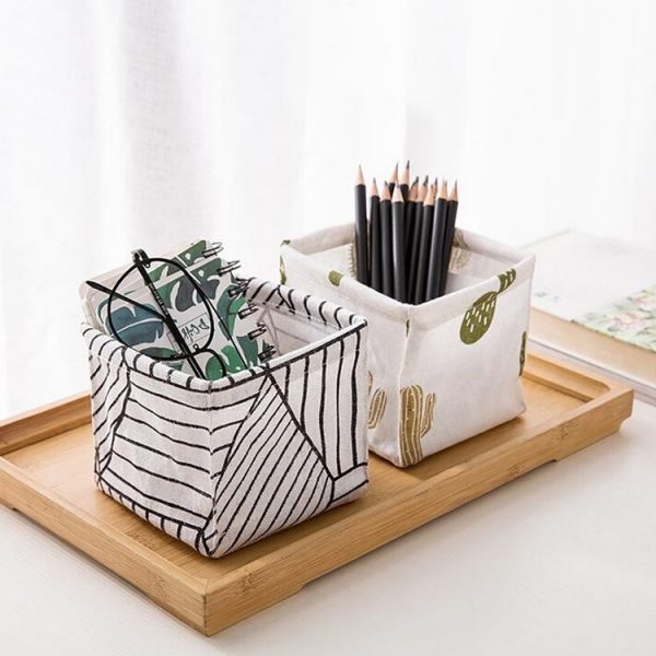 2 PCS Storage Bin Closet Toy Box Fabric Basket Desk Container Makeup Organizer Case (Cactus) - Image 5