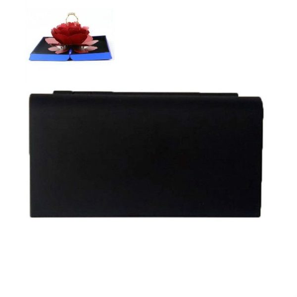 Creative Rose Rotating Ring Box Marriage Wedding Ring Box (Black) - Image 2