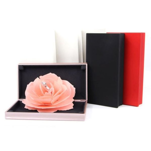 Creative Rose Rotating Ring Box Marriage Wedding Ring Box (Black) - Image 4