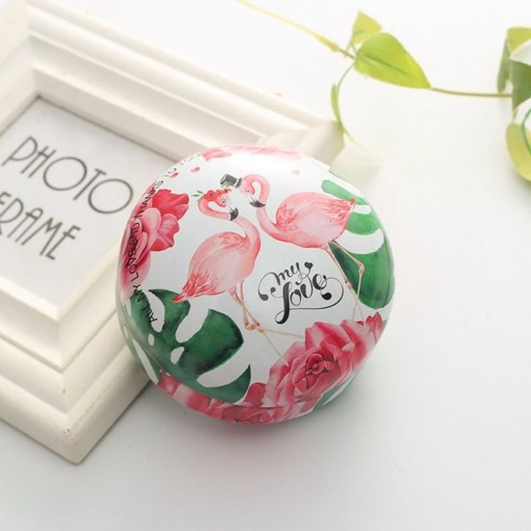 Romantic Valentine Day Candy Box Flat Round Candy Box Jewelry Gift Bird Box Tote Home Garden Festive Party Supplies, Color: Flamingo - Image 2
