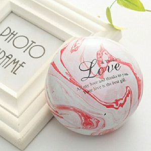 Romantic Valentine Day Candy Box Flat Round Candy Box Jewelry Gift Bird Box Tote Home Garden Festive Party Supplies, Color: Pink (Marble)
