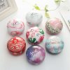 Romantic Valentine Day Candy Box Flat Round Candy Box Jewelry Gift Bird Box Tote Home Garden Festive Party Supplies, Color: Pink (marble)+ tote bag - Image 3