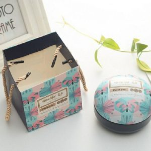 Romantic Valentine Day Candy Box Flat Round Candy Box Jewelry Gift Bird Box Tote Home Garden Festive Party Supplies, Color: Blue butterfly+ tote bag