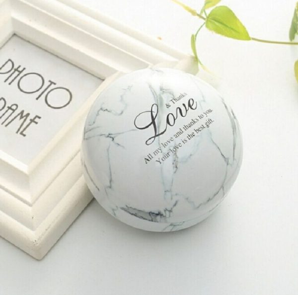 Romantic Valentine Day Candy Box Flat Round Candy Box Jewelry Gift Bird Box Tote Home Garden Festive Party Supplies, Color: White (marble)