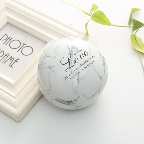 Romantic Valentine Day Candy Box Flat Round Candy Box Jewelry Gift Bird Box Tote Home Garden Festive Party Supplies, Color: White (marble) - Image 2