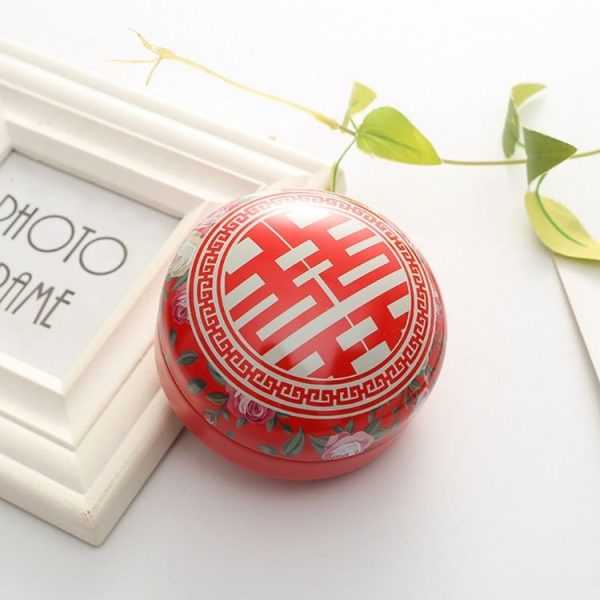Romantic Valentine Day Candy Box Flat Round Candy Box Jewelry Gift Bird Box Tote Home Garden Festive Party Supplies, Color: Red - Image 2