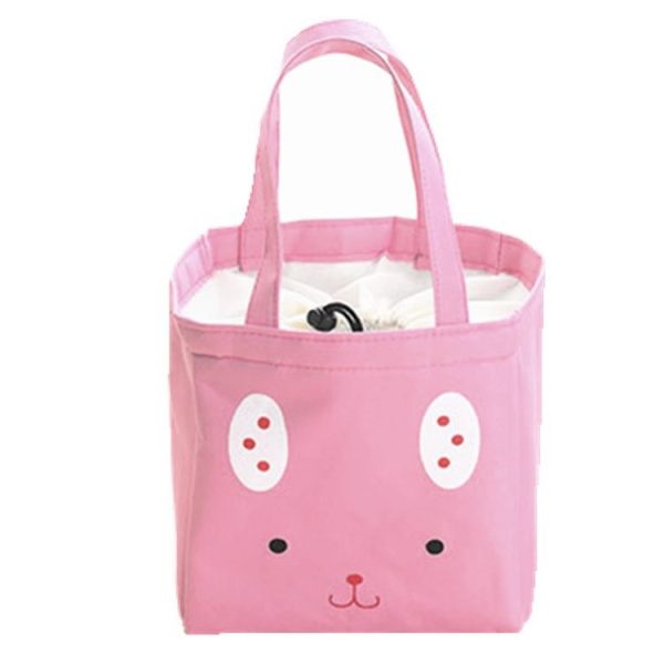 Cute Animal Waterproof Portable Box Ice Bag Student Insulation Rice Lunch Canvas Bag (Pink Rabbit) - Image 5