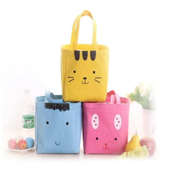 Cute Animal Waterproof Portable Box Ice Bag Student Insulation Rice Lunch Canvas Bag (Pink Rabbit) - Image 7