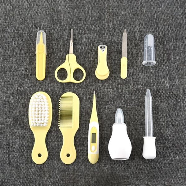 10 in 1 Kids Thermometer Feeding Nasal Manicure Clamp Nail Clipper Baby Care Kit (Yellow+Pink) - Image 7