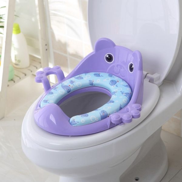 Toilet Training Baby Travel Potty Seat Portable Toilet Seat Infant Chamber Pots Cartoon Toilet (Purple)