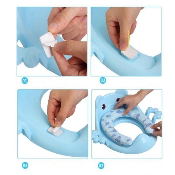 Toilet Training Baby Travel Potty Seat Portable Toilet Seat Infant Chamber Pots Cartoon Toilet (Purple) - Image 4