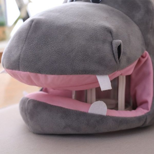 Cute Hippo Hat Cosplay Props Accessories Plush Head Photo props One size, Color: As Show - Image 3