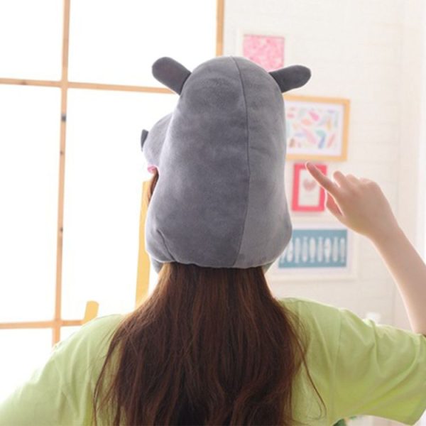 Cute Hippo Hat Cosplay Props Accessories Plush Head Photo props One size, Color: As Show - Image 5