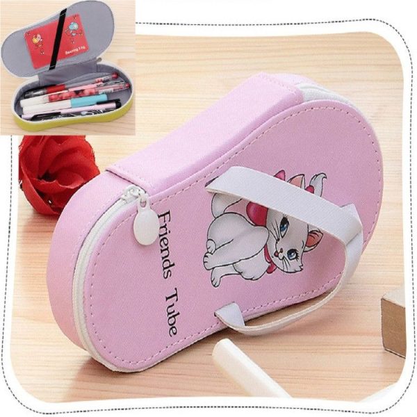 Cute Large-capacity Pencil Bag Slipper Style Pencil Case Makeup Storage Bag Cartoon Pink