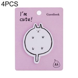 4 PCS Kawaii Cartoon Animal Sticky Notes School Cardstock (Pink)