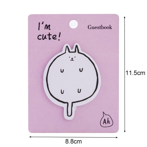 4 PCS Kawaii Cartoon Animal Sticky Notes School Cardstock (Pink) - Image 2