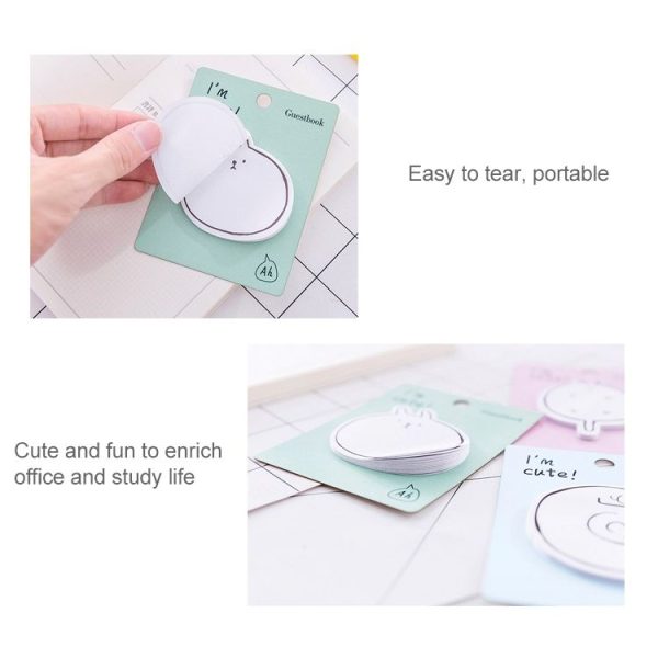 4 PCS Kawaii Cartoon Animal Sticky Notes School Cardstock (Pink) - Image 3