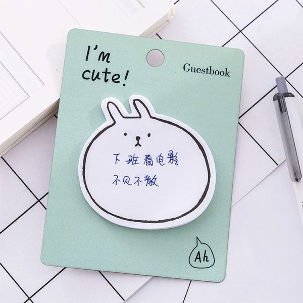 4 PCS Kawaii Cartoon Animal Sticky Notes School Cardstock (Pink) - Image 6
