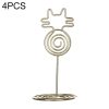 4 PCS Cartoon Cat Business Card Holder Metal Photo Clip Creative Desktop Note Clip (Gold)