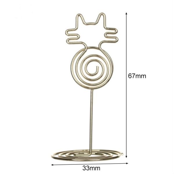 4 PCS Cartoon Cat Business Card Holder Metal Photo Clip Creative Desktop Note Clip (Gold) - Image 2