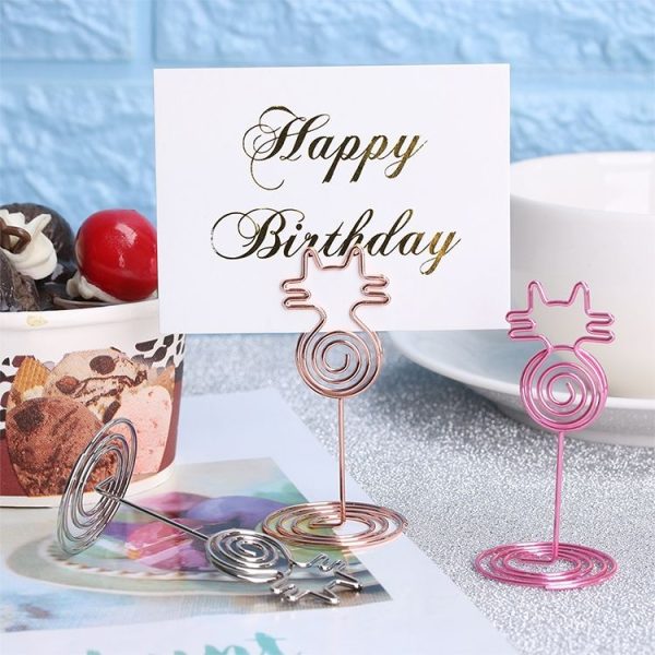 4 PCS Cartoon Cat Business Card Holder Metal Photo Clip Creative Desktop Note Clip (Gold) - Image 4