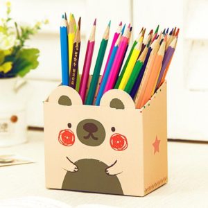 3 PCS 6946 Office Stationery Creative Student Paper Cute Animal Single Storage Pen Holder Finishing Box (Yellow)