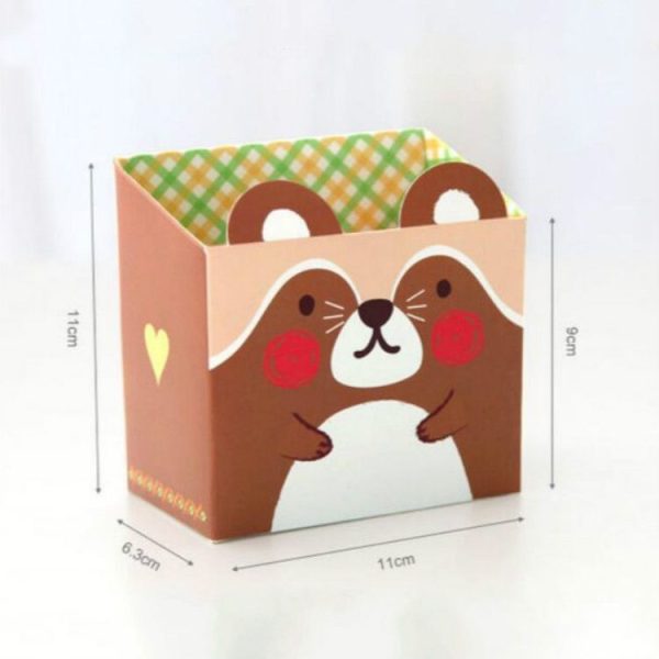 3 PCS 6946 Office Stationery Creative Student Paper Cute Animal Single Storage Pen Holder Finishing Box (Yellow) - Image 3